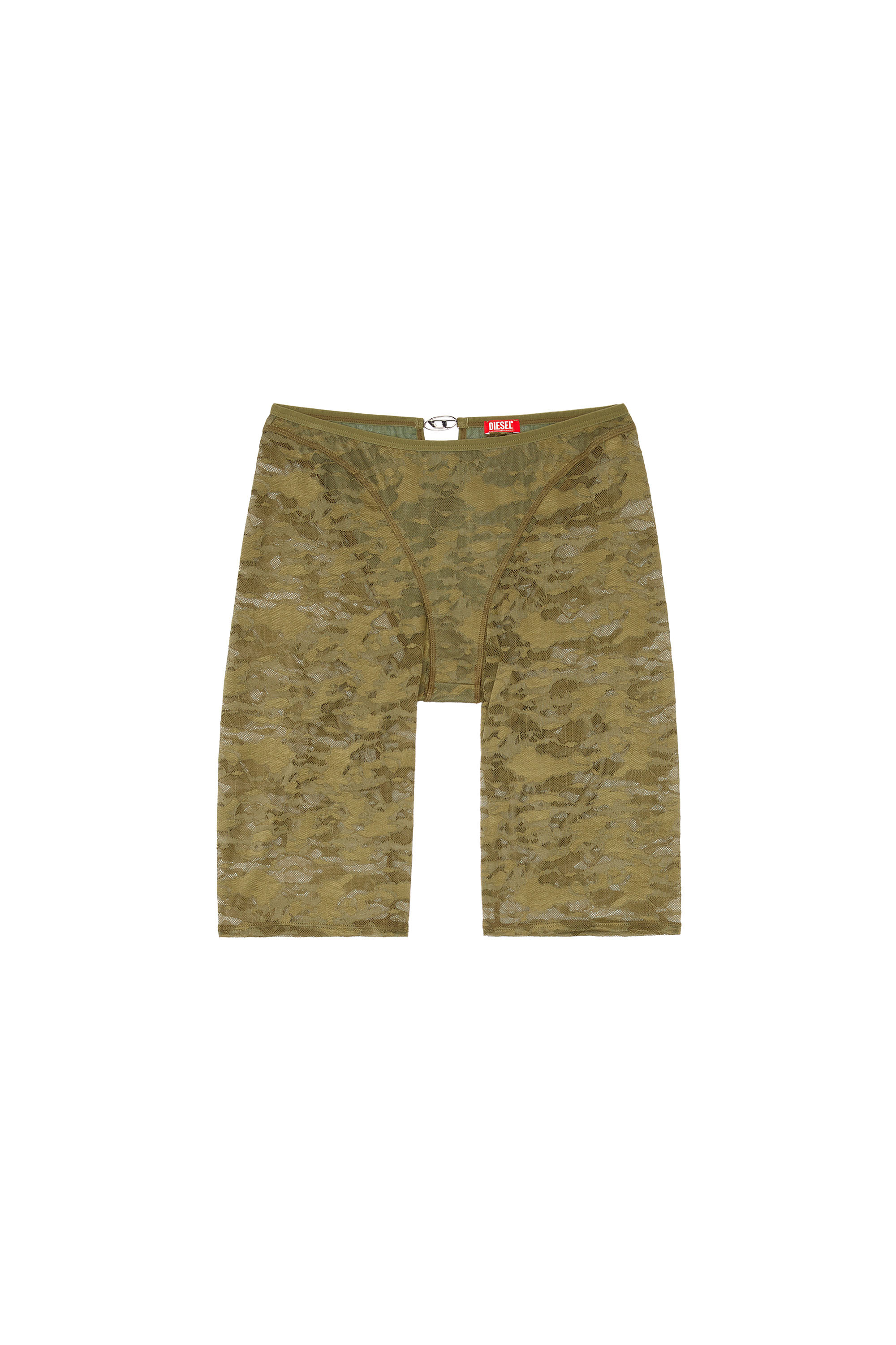 Diesel - UFLB-D-OVAL-LACE-SHORT, Woman's Camo lace shorts with Oval D plaque in Military Green - 3