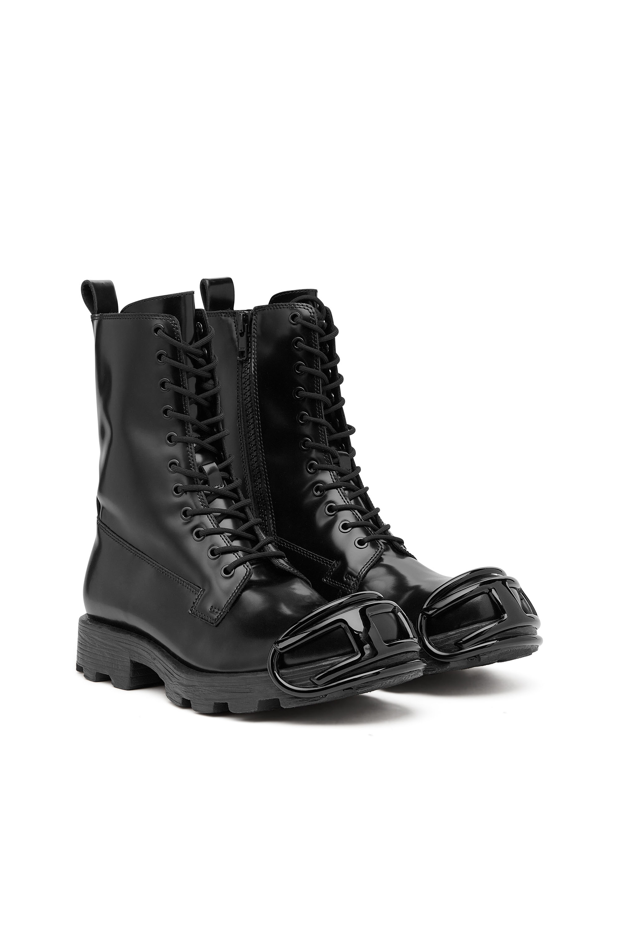 Diesel - D-HAMMER BT D, Man's D-Hammer-Leather boots with oval D toe guard in Black - 3