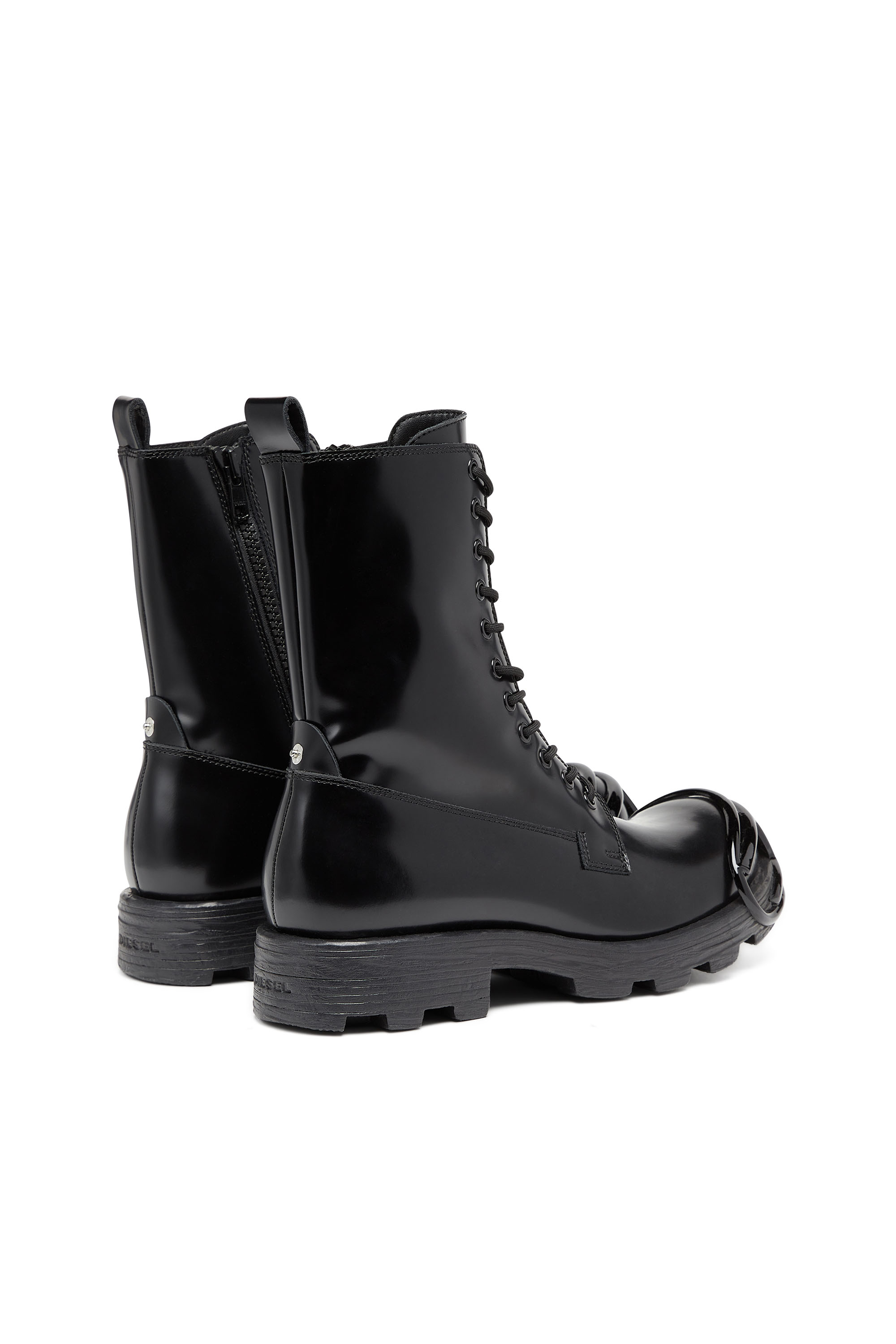 Diesel - D-HAMMER BT D, Man's D-Hammer-Leather boots with oval D toe guard in Black - 4